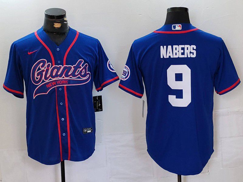 Men New York Giants #9 Nabers Blue Joint Name 2024 Nike Limited NFL Jersey style 1->more jerseys->NBA Jersey